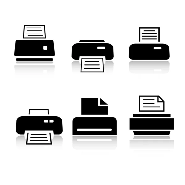 Conjunto de 6 ícones de impressora — Fotografia de Stock