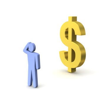 Dollar and thinking person clipart