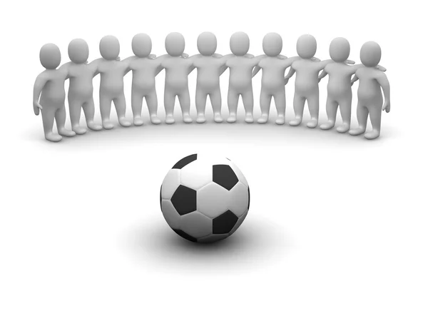 Ομάδα ποδοσφαίρου και μπάλα — Φωτογραφία Αρχείου