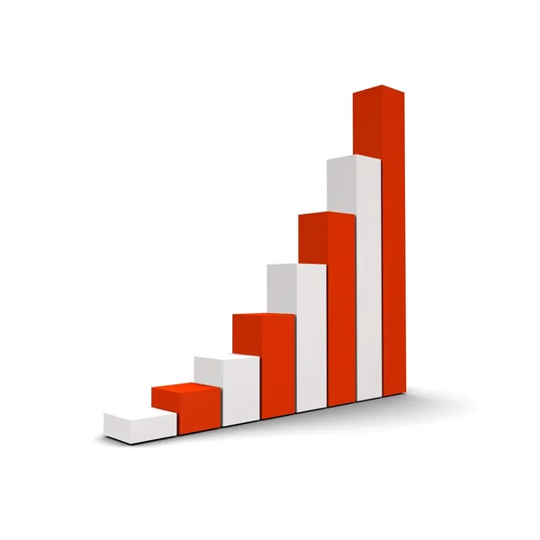 Grafico a colonne in crescita illustrazione 3d — Foto Stock