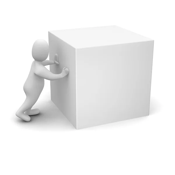 Hombre empujando cubo en blanco —  Fotos de Stock