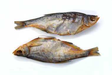 Two dried bream fishes on a white clipart