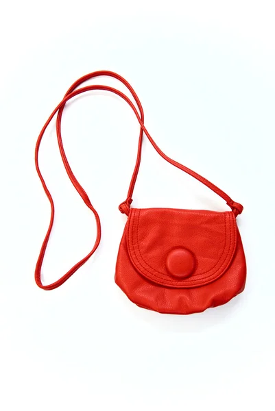 Rote Handtasche auf weißem Grund — Stockfoto