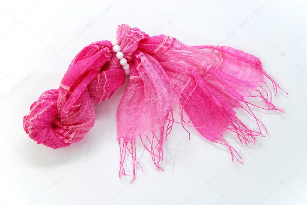 Pink scarf with white pearl