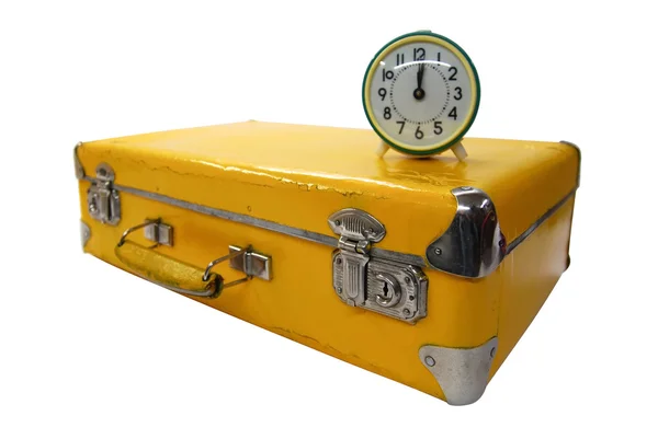 Vecchia valigia gialla — Foto Stock