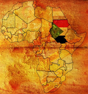 Sudan on africa map clipart