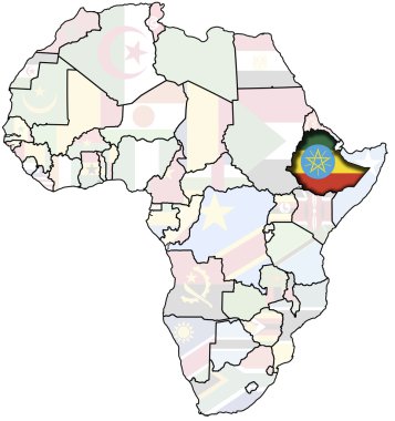 Etiophia on africa map clipart