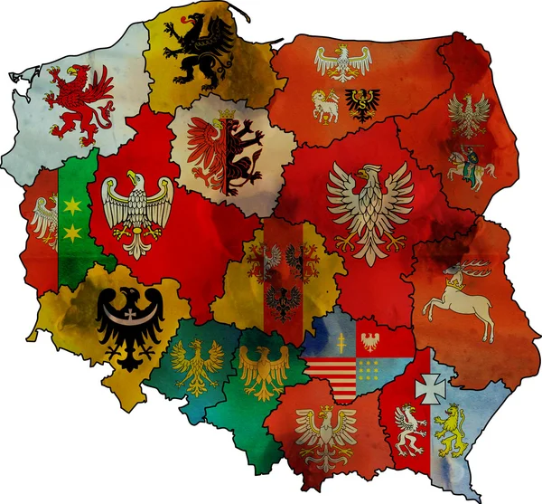 Mapa da polônia de administração — Fotografia de Stock