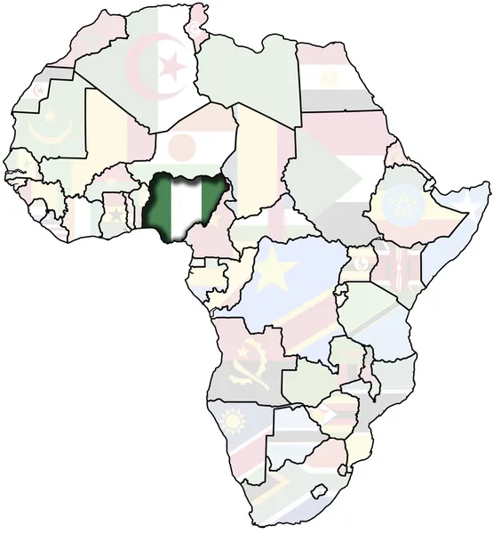 Nigeria på kort over Afrika - Stock-foto