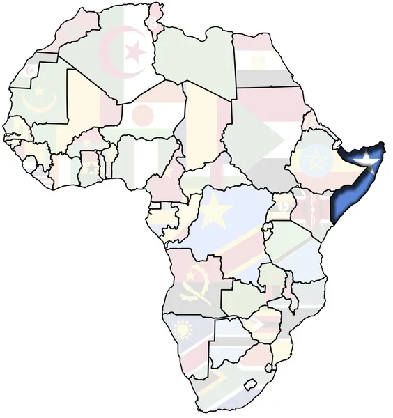 Сомали на карте Африки — стоковое фото