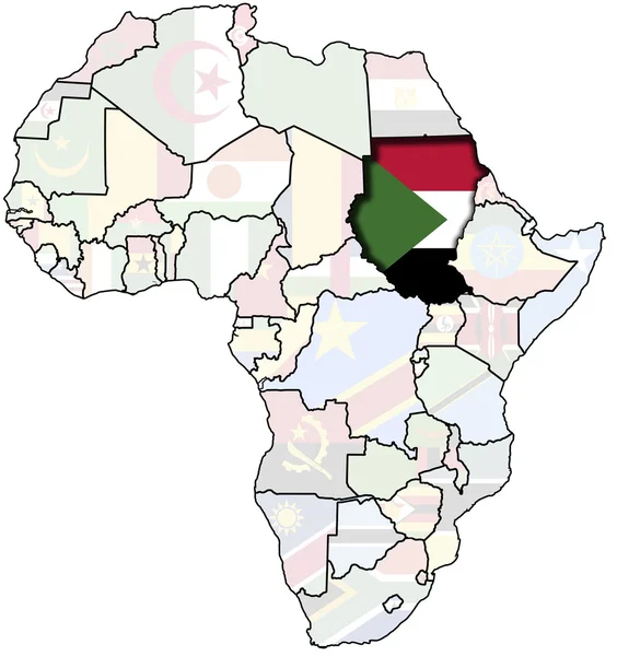 Sudan på Afrika karta — Stockfoto