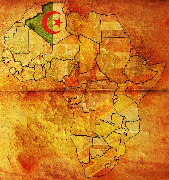 Alžírsko na mapě Afriky — Stock fotografie