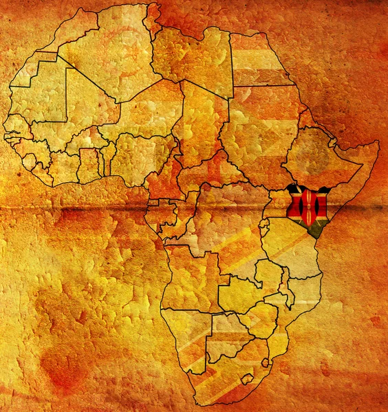 Quénia sobre África mapa — Fotografia de Stock