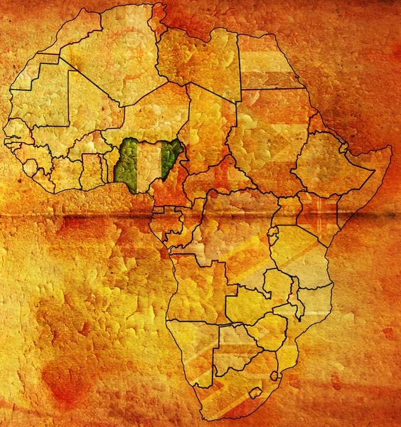 Nigeria on africa map — Stock Photo, Image