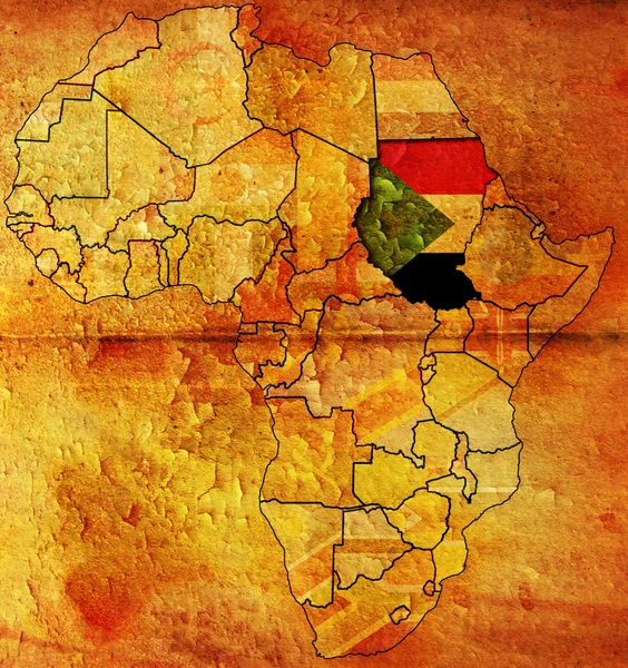 Soudan sur la carte d'Afrique — Photo