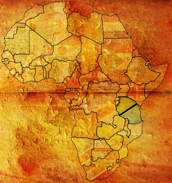 Tanzanie sur la carte d'Afrique — Photo
