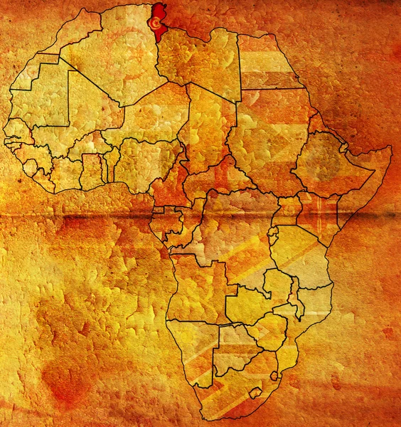 Tunesien auf Afrikakarte — Stockfoto