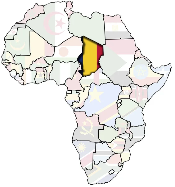 Tchad på Afrika karta — Stockfoto