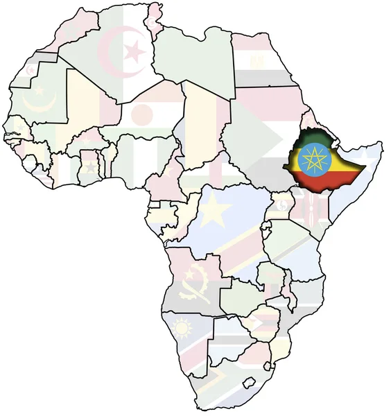 Этиофия на карте Африки — стоковое фото
