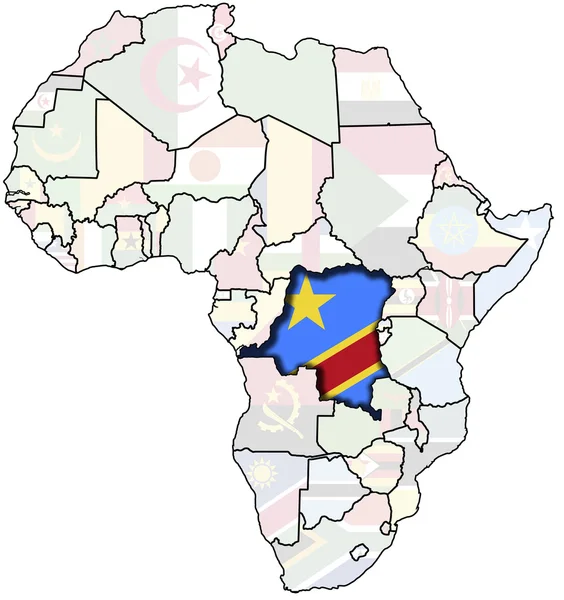 Конго на карте Африки — стоковое фото