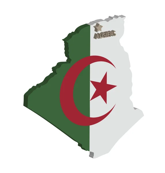 3D-karta av Algeriet — Stock vektor