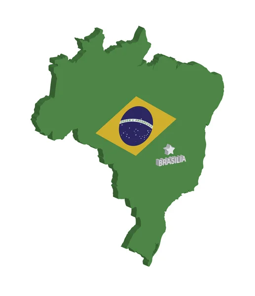 Mappa 3D di Brasile — Vettoriale Stock