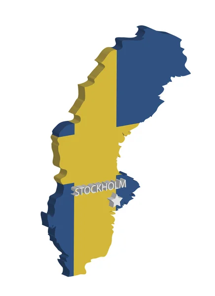 3D harita İsveç — Stok Vektör