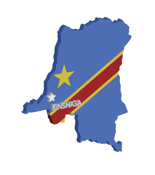 3D-Karte des Kongo — Stockvektor