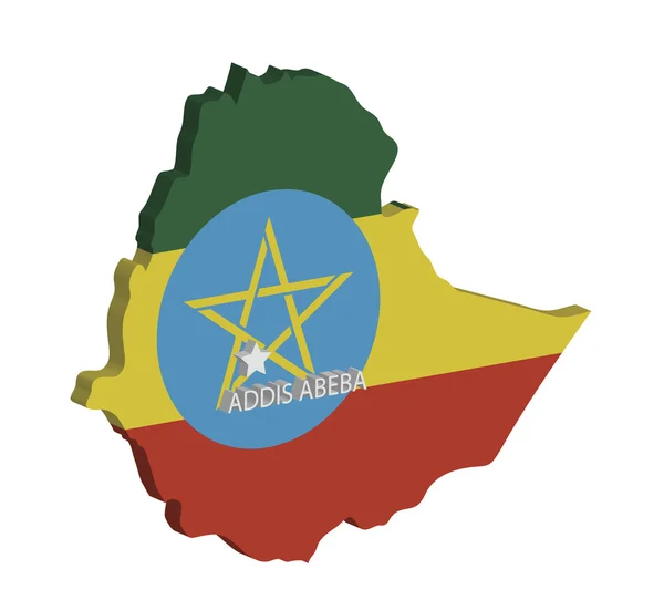 3d mapa de etiópia — Vetor de Stock