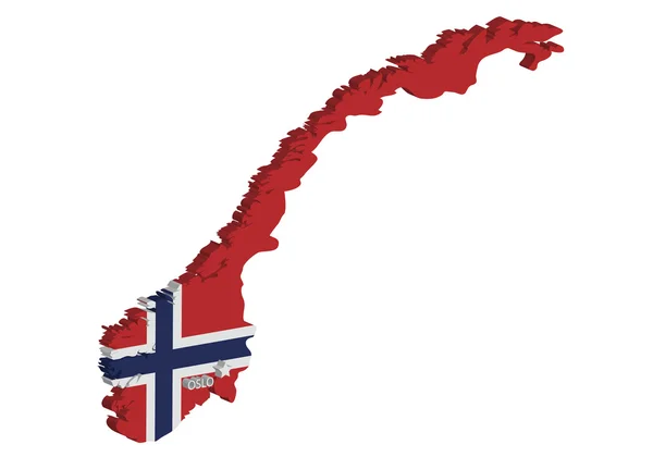 3D χάρτη της Νορβηγίας — Διανυσματικό Αρχείο