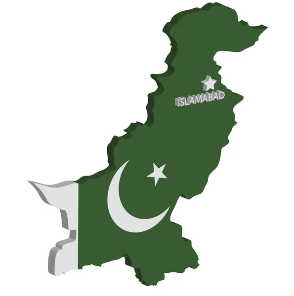 3d Karte von Pakistan — Stockvektor