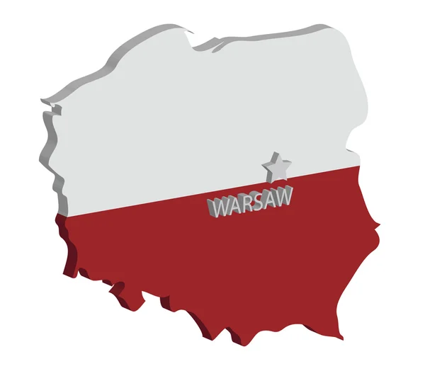 3d mapa de Polônia — Vetor de Stock