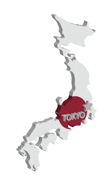 3d Karte von Japan — Stockvektor