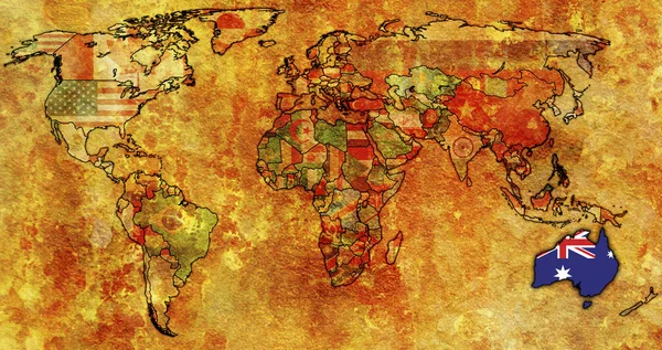 세계의 오래 된 지도에 호주 — 스톡 사진