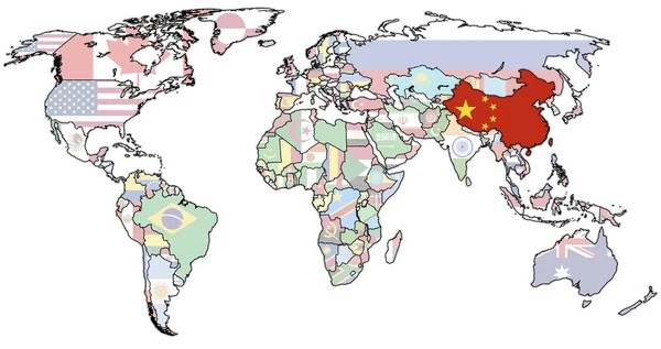 Κίνα στο χάρτη του κόσμου — Φωτογραφία Αρχείου