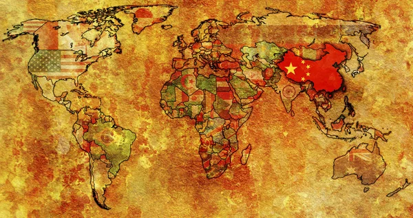 La Chine sur la carte du monde — Photo