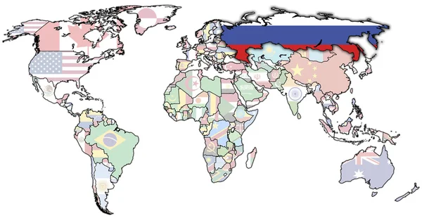 Rusko na mapě světa — Stock fotografie