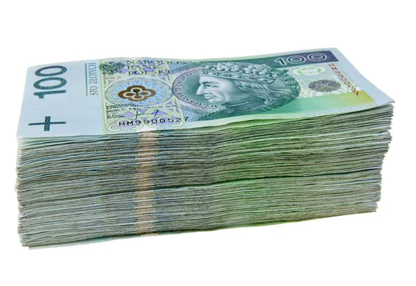 Pila di denaro polacco — Foto Stock