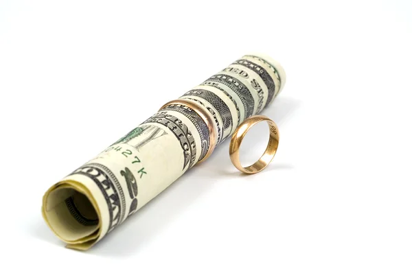Scroll money over white — Stock Photo, Image