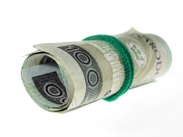 Scroll money over white — Stock Photo, Image
