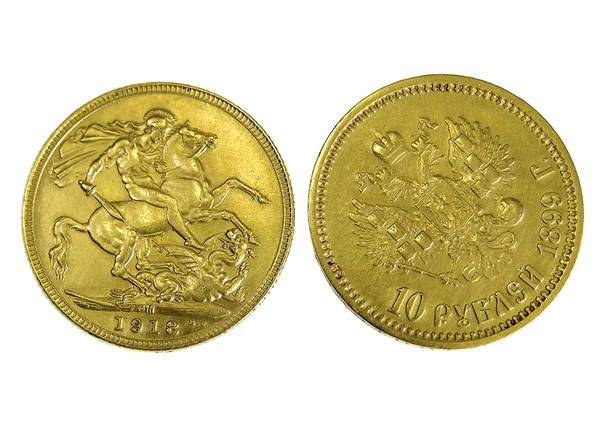 Monete d'oro isolate — Foto Stock