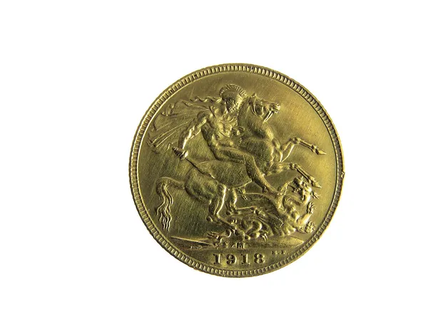 Monedas de oro aisladas Imagen de archivo