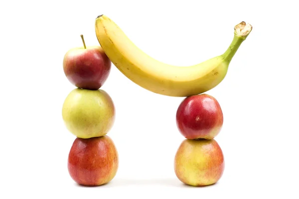 Apple with banana — Stock Photo, Image