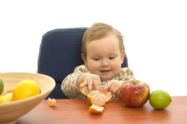 Babby eating fruit clipart