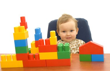 Cute baby with blocks clipart