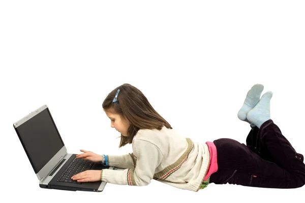 Young girl with laptop — Stock Photo, Image