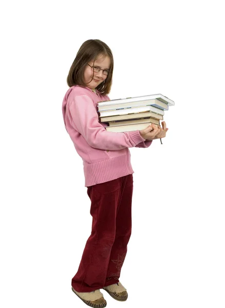 年轻女孩与书 — 图库照片