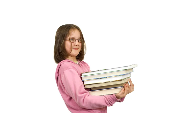 Ung pige med bøger - Stock-foto