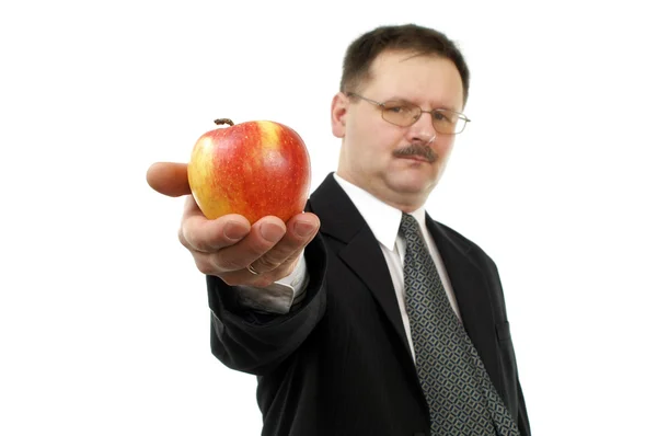 Hombre con manzana — Foto de Stock