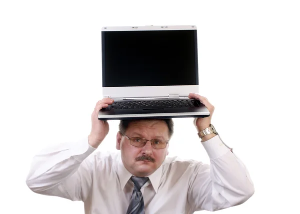 Hombre de negocios con portátil — Foto de Stock